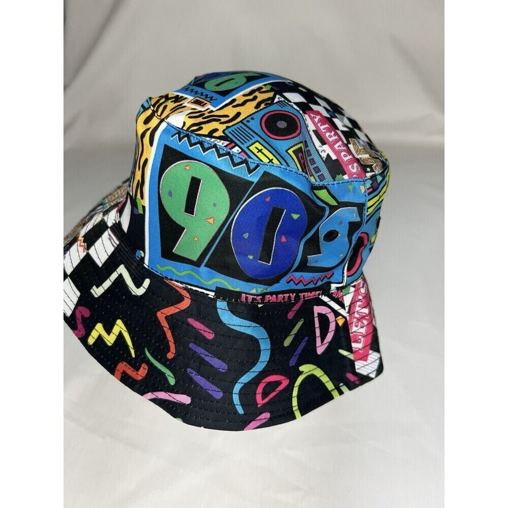 BUCKET HAT I LOVE THE 90'S & REVERSIBLE BLACK WITH EMBROIDERED SUNGLASSES - Picture 2 of 10